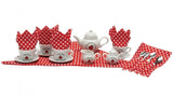 Porcelain Tea Set with Ladybird Design in Basket