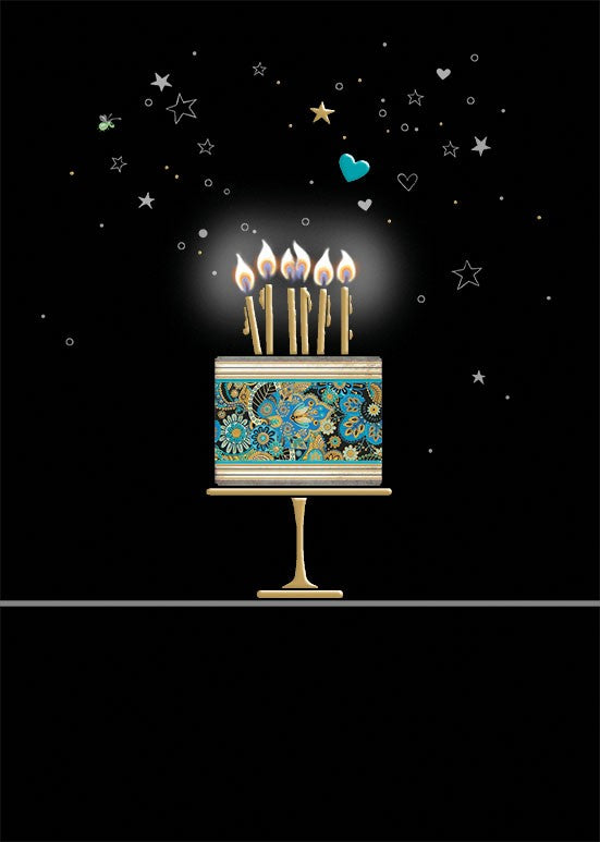 Bug Art Greeting Card Blue Cake