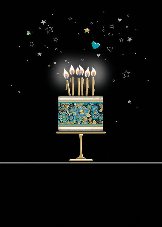 Bug Art Greeting Card Blue Cake