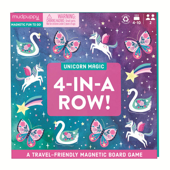 Mudpuppy Magnetic Board Game 4 In A Row Unicorn Magic