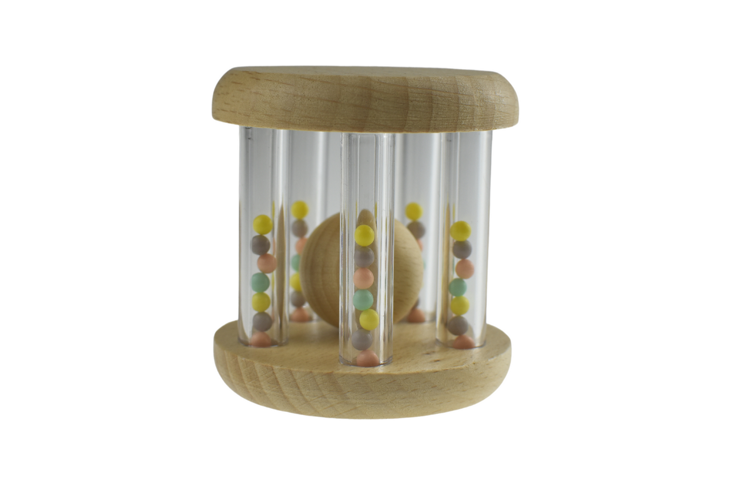 Wooden Rattle With Rainbow Beads Calm & Breezy