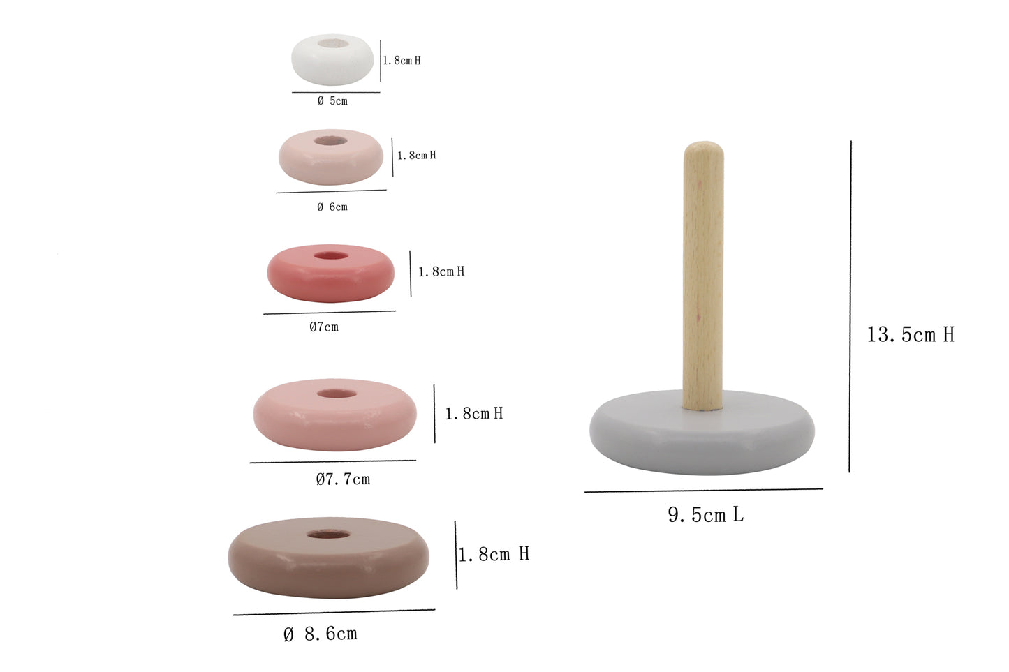 Wooden Stacking Tower Calm & Breezy Pastels Marina - Blue