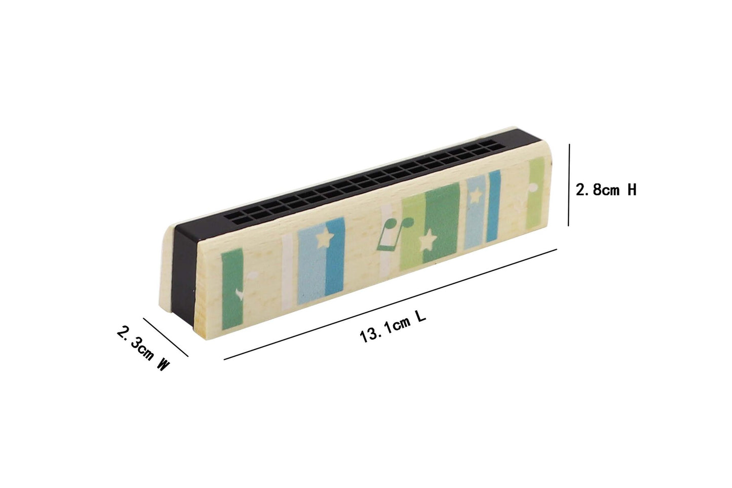 Calm & Breezy Wooden Mixed Patterns Harmonica Musical Notes