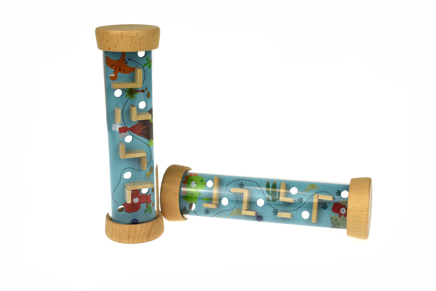 Wooden Dinosaur Labyrinth Maze in a Double Sided Tube