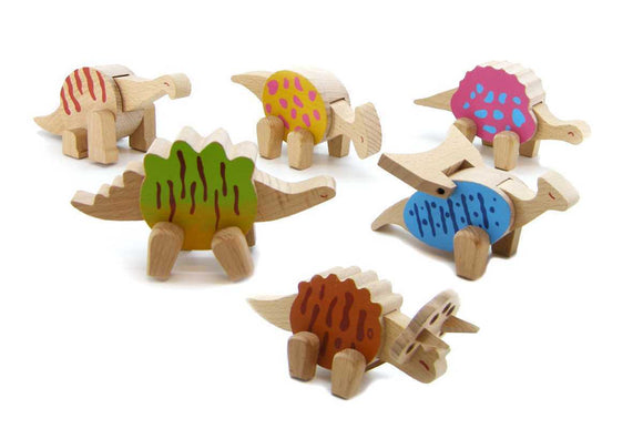 Wooden Dinosaur with Flexible Arms and Legs