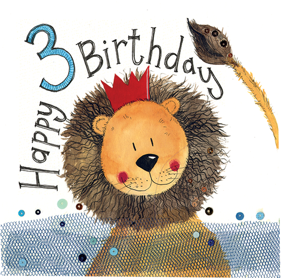 Alex Clark Greeting Card 3 Year Old Lion Birthday