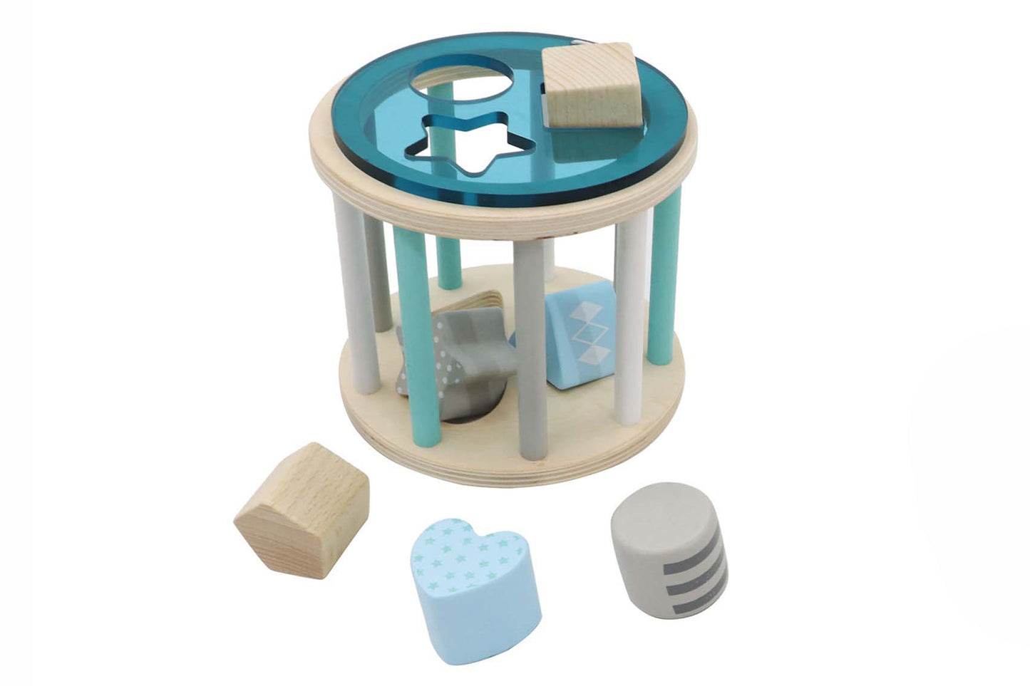 Calm and Breezy Rolling Wooden Shape Sorter Blue