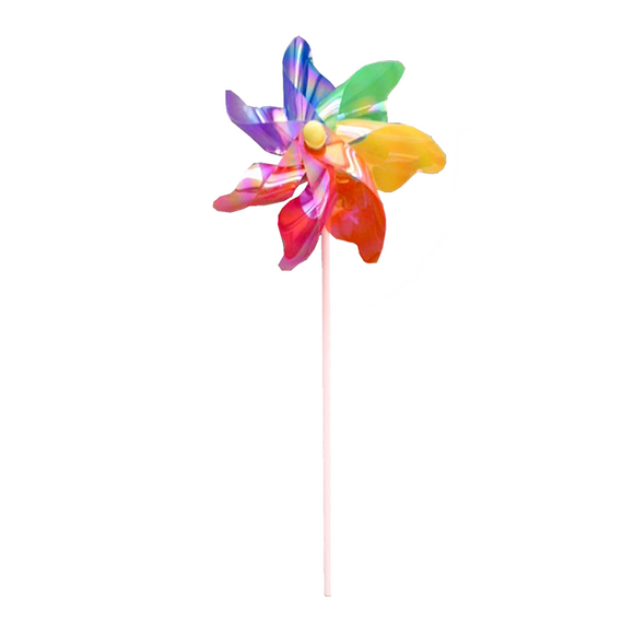 Whirligig Rainbow Spots or Stripes Wooden Handle