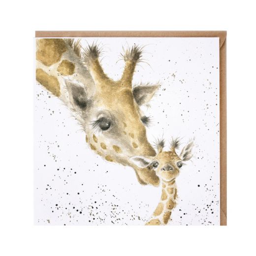 Wrendale Zoology Collection Greeting Card First Kiss Giraffe With Baby