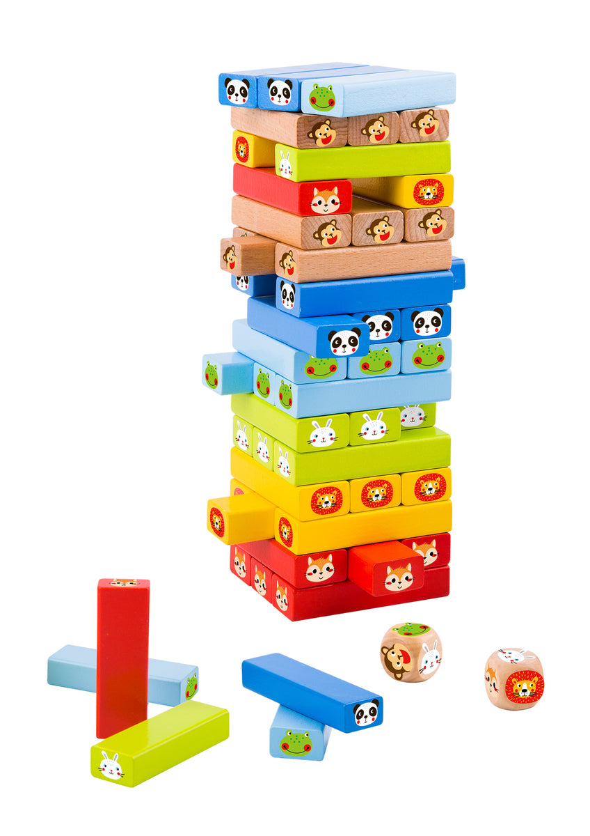 Tooky Toy Wooden Animals Jenga Stacking Game