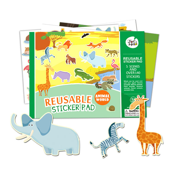 Sticker Pad Reusable Animal World Jar-Melo