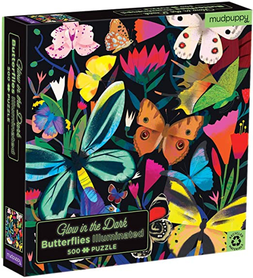 Mudpuppy 500pc Jigsaw Puzzle Glow in the Dark Butterflies