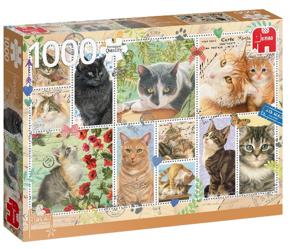 Jumbo 1000pc Jigsaw Puzzle Cat Stamps