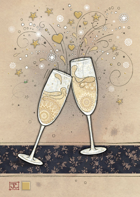 Bug Art Greeting Card Champagne Glasses