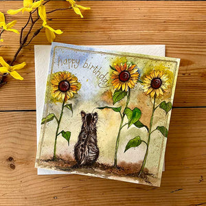Alex Clark Greeting Card Cat And Sunflowers