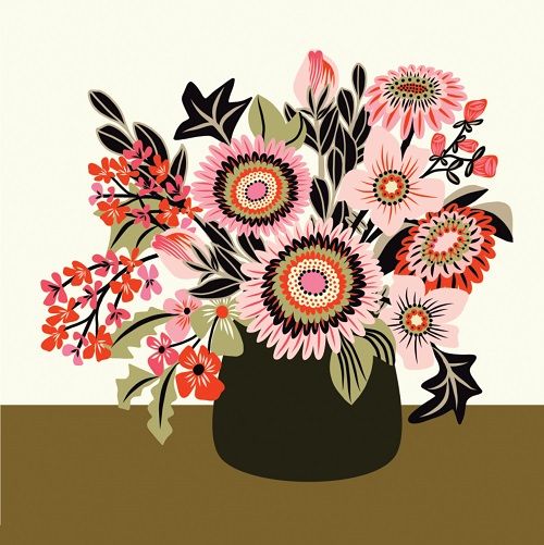 Kirsten Katz Greeting Card Fall Flowers Vase