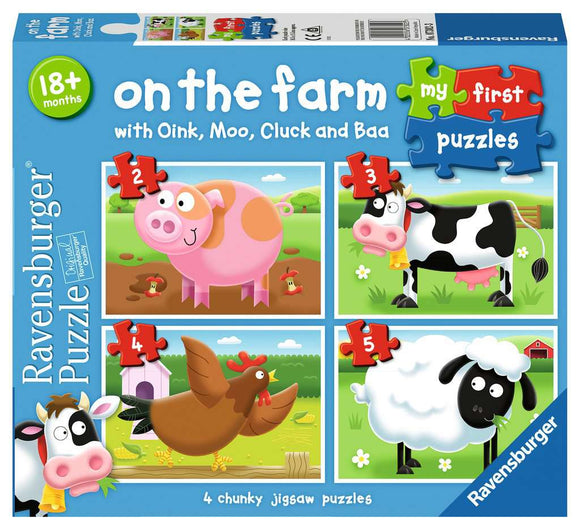 Ravensburger My First Puzzles On The Farm with Oink, Moo, Cluck & Baa Set Of 4