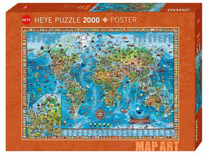 Heye 2000pc Jigsaw Puzzle Amazing Animal World Map