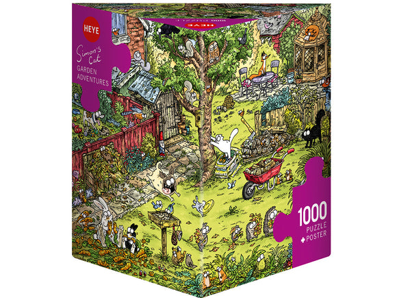 Heye Triangular 1000pc Jigsaw Puzzle Simons Cat Garden Adventures