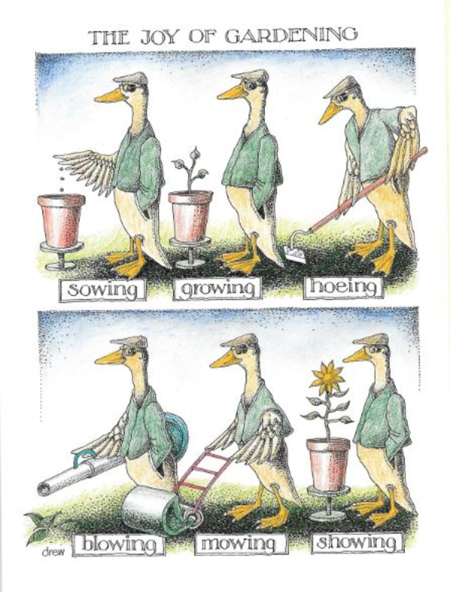 Simon Drew Greeting Card The Joys of Gardening