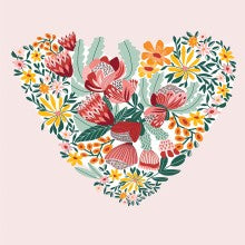 Kirsten Katz Small Greeting Card Pale Pink Floral Heart