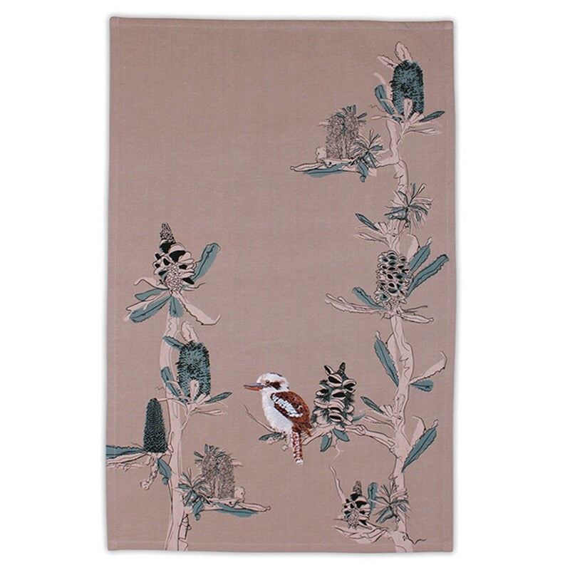 Tea Towel Cotton Kookaburra and Banksia