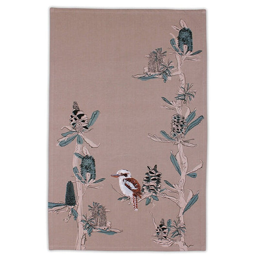 Tea Towel Cotton Kookaburra and Banksia