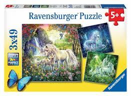 Ravensburger 3x49pc Jigsaw Puzzle Beautiful Unicorn