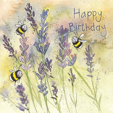 Alex Clark Greeting Card Lavender Bees Birthday