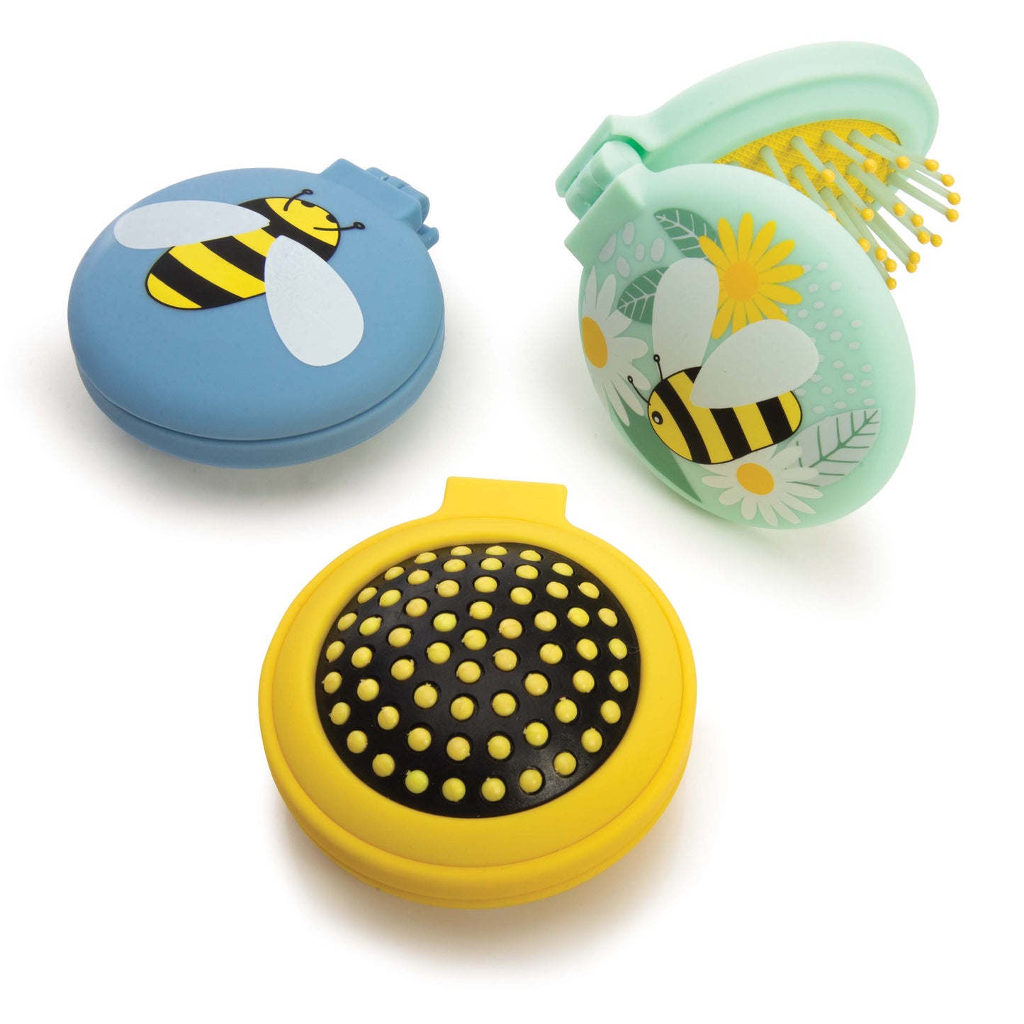 IS Gift Compact Hair Brush With Mirror Bees