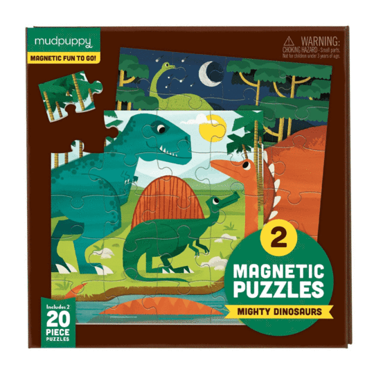 Mudpuppy 2x20pc Magnetic Travel Jigsaw Puzzle Mighty Dinosaurs