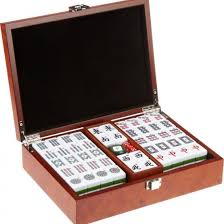 Mah Jongg Wooden Case Small Tabletop Tile Game