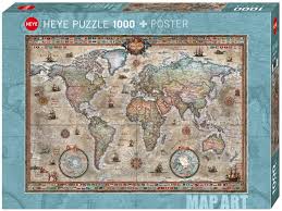 Heye 1000pc Jigsaw Puzzle Retro Art Map of The World