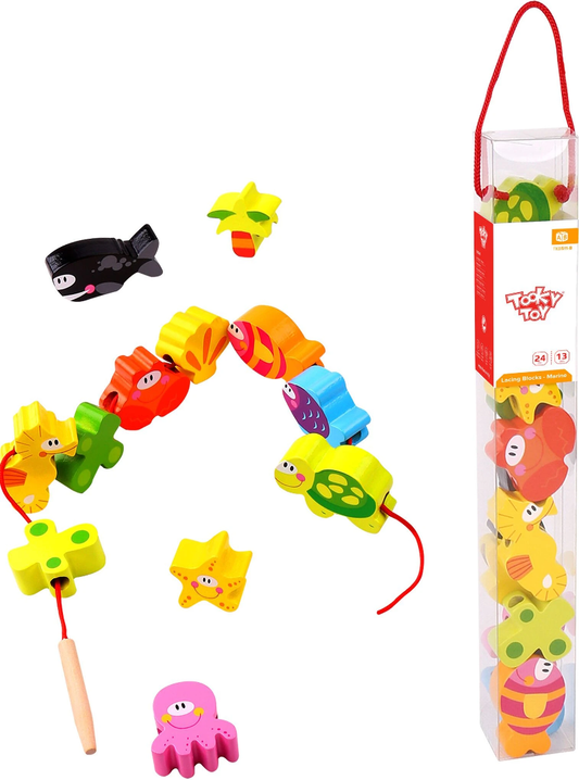 Wooden Lacing Blocks Beads Marine Sealife