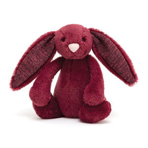 Jellycat Plush Bashful Bunny Sparkly Cassis Maroon Small