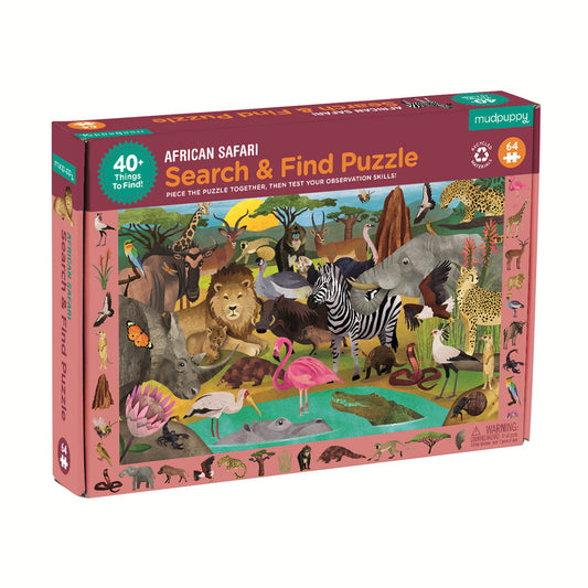 Mudpuppy 64pc Search & Find Jigsaw Puzzle African Safari