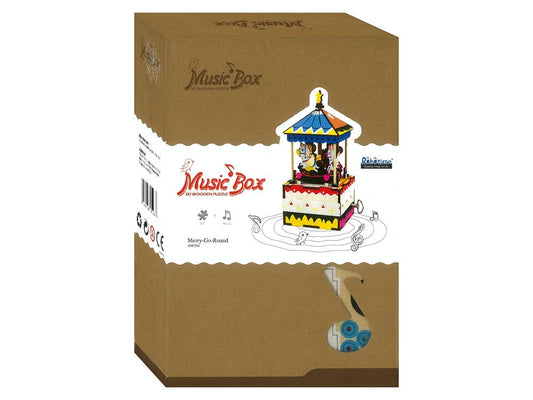 3D Wooden Puzzle Music Box Merry-Go-Round