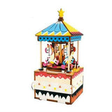 3D Wooden Puzzle Music Box Merry-Go-Round