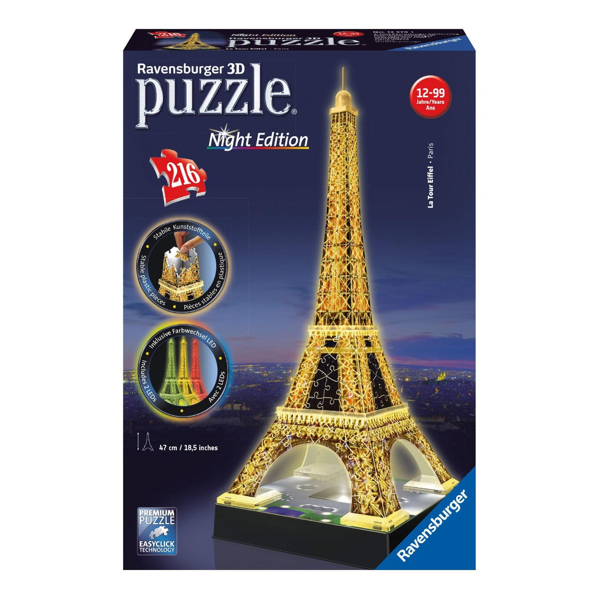 Ravensburger 216pc 3D Jigsaw Puzzle Eiffel Tower At Night