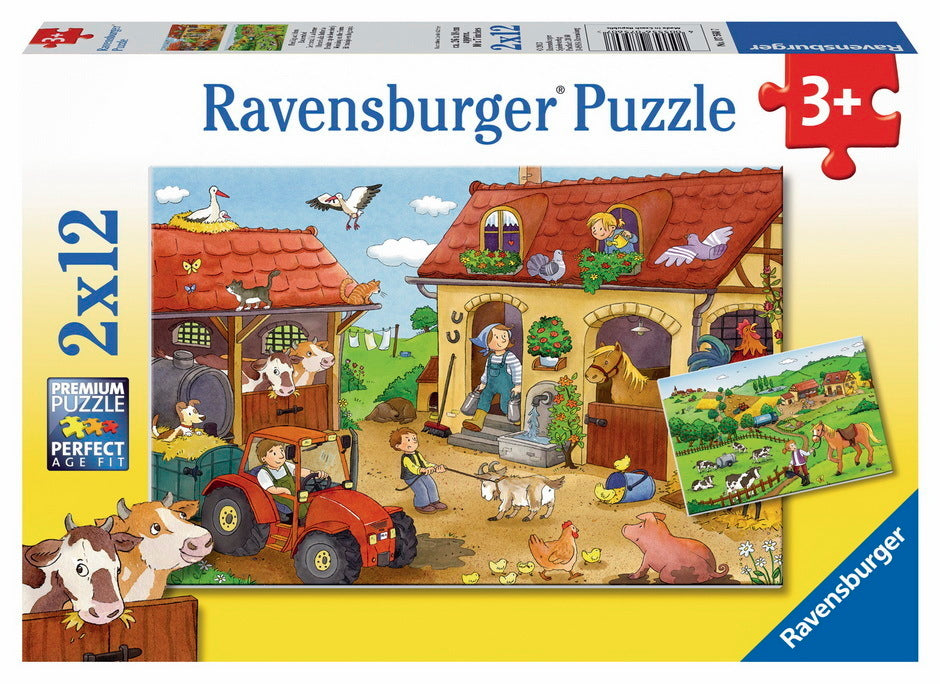 Ravensburger 2x12pc Jigsaw Puzzle Working On The Farm