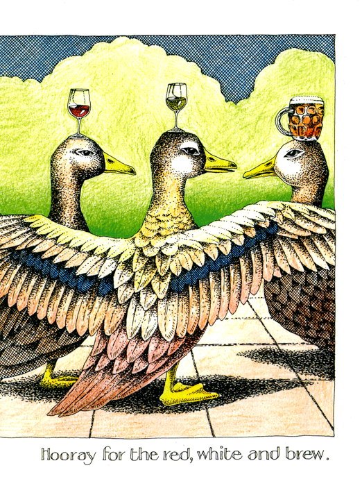 Simon Drew Greeting Card Red White & Brew