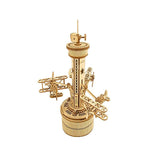 3D Mechanical Gears Music Box Airplane Control Tower Wooden Construction Kit