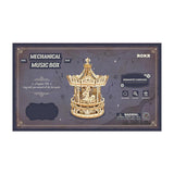 3D Mechanical Gears Music Box Romantic Carosuel Wooden Construction Kit