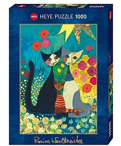 Heye 1000pc Jigsaw Puzzle Cat Flowerbed With Gold Foil By Rosina Wachtmeister