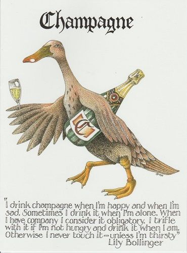 Simon Drew Greeting Card Champagne