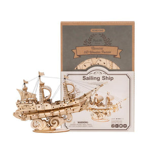 3D Laser Cut Wooden Sailing Ship Construction Kit