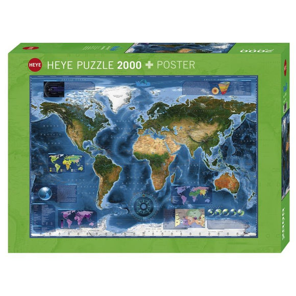 Heye 2000pc Jigsaw Puzzle World Satellite Map
