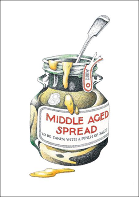 Simon Drew Greeting Card Middle Aged Spread