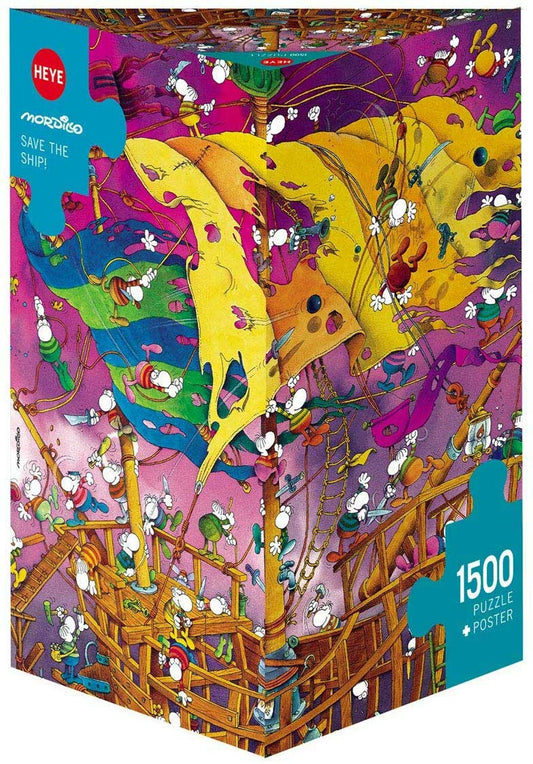 Heye Triangular 1500pc Jigsaw Puzzle Mordillo Save The Ship!