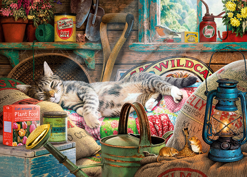 Gibsons 1000pc Jigsaw Puzzle Snoozing In The Shed